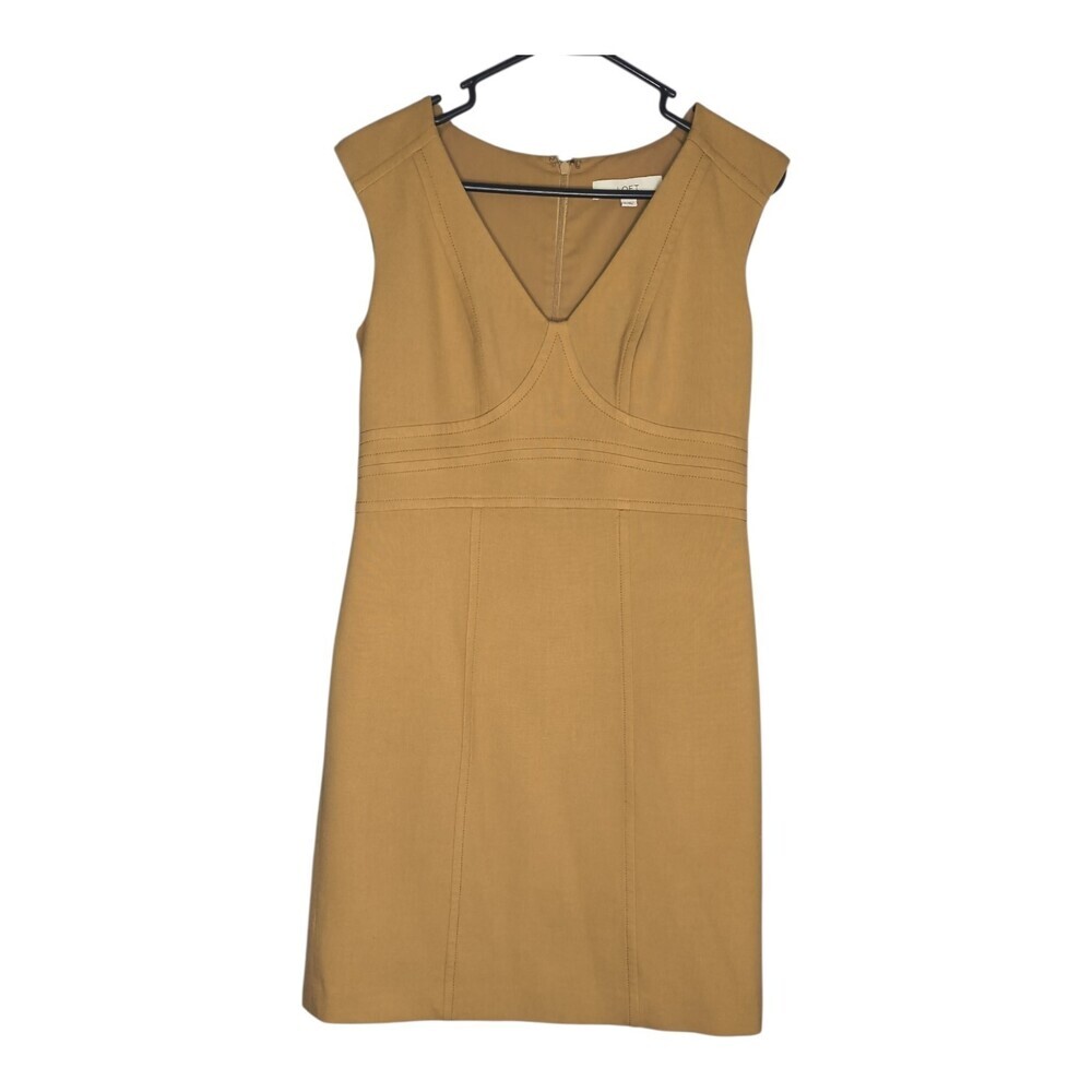 Loft Womens Dress 6 Brown Sheath V Neck Sleeveless Stretch Pencil Career Busines